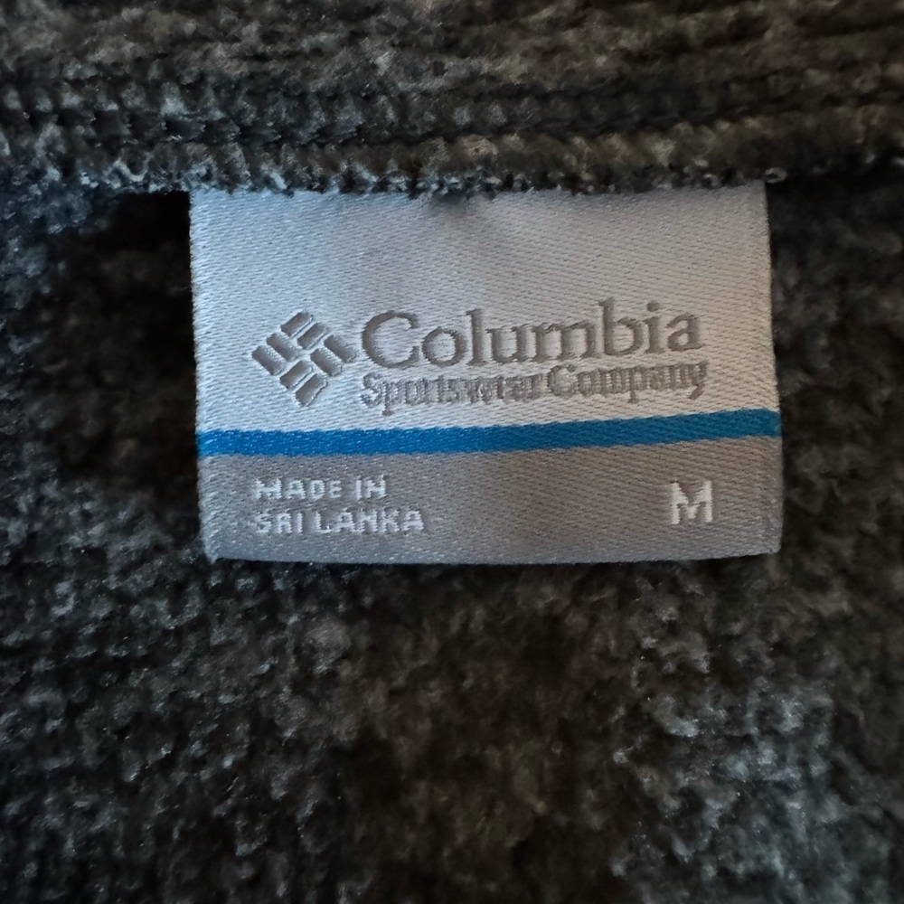 Columbia Hooded Fleece Pullover Heather Gray Button Neck Sweater Medium - Picture 2 of 8